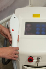 Laser depilation device in cosmetology beauty clinic.