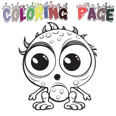 Cute Monster Black And White Illustration For Coloring Page And Coloring Page Kids Vector, White Background Halloween Monsters 