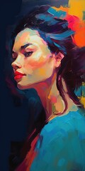 portrait of a girl in the style of oil painting. bright colors