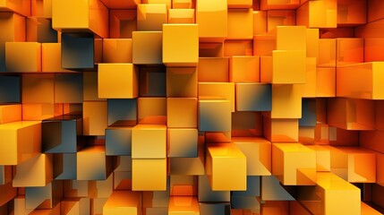Fototapeta premium yellow orange background with geometric shapes. yellow cubes