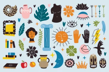 Tuinposter Set of trendy doodle icons © Aleksey
