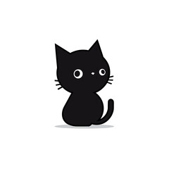  line simple logo black cat