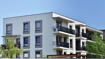 Modern apartment building in a residential area of ​​a city.