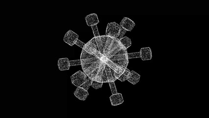 3D Virus on black background. Microscope virus close up. Medical concept. For title, text, presentation. 3d animation.