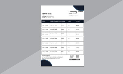 Invoice minimal design template. Bill form business invoice accounting.