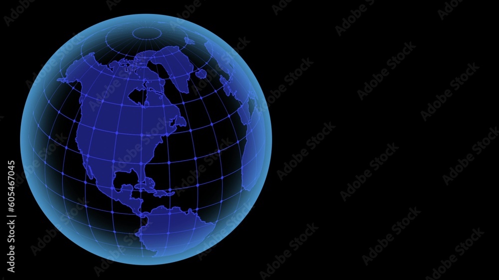 Poster shiny globe on blue background. the earth with node and line connection. global communication concep