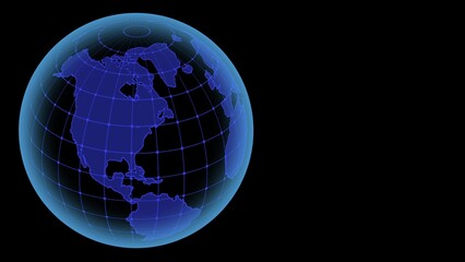 shiny globe on blue background. The Earth With Node And Line connection. Global Communication Concept, Futuristic And Technology Concepts. 3D animation.