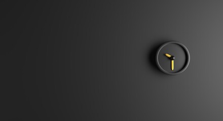 clock, stopwatch, black minimalist watch, timekeeping, time flyer, hour and minute banner, time announcement (3d illustration)