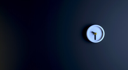 clock, stopwatch, white minimalist clock, timekeeping, time flyer, hour and minute banner, time announcement (3d illustration)
