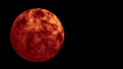 3D Sun Solar with copy space. Realistic Red Planet Sun surface with solar flares. Star surface with solar flares. Futuristic And Technology Concepts. 3D animation.