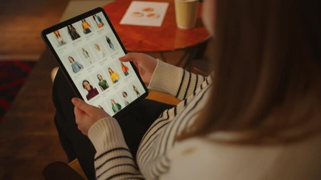 Mobile Fashion: Woman Uses Tablet to Shop for Clothing