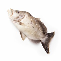 Fototapeta premium Halibut fish isolated on white. Generative AI