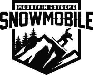 snowboarding emblem, mountain snowskate, ski and Snowboard, snowboarding logo, snowboard silhouette, snowboarding winter sports logo vector illustration