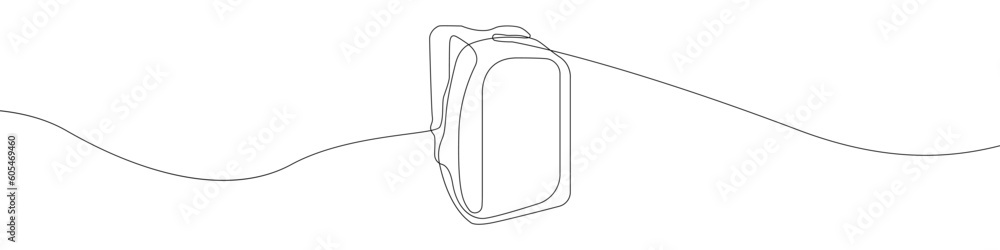 Poster backpack line continuous drawing vector. one line backpack vector background. backpack icon. continu