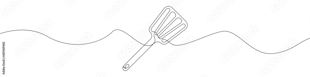 Poster spatula for frying line continuous drawing vector. one line spatula for frying vector background. sp