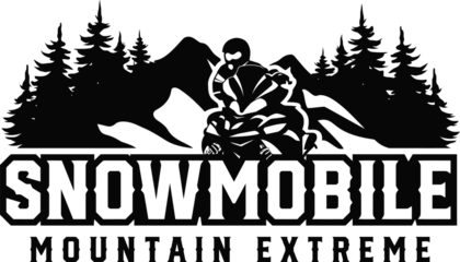 Fotobehang snowmobile logo design, snowmobile silhouette, snowmobile sports, snowmobile shop, snowmobile racing logo vector illustration © Vector_art05