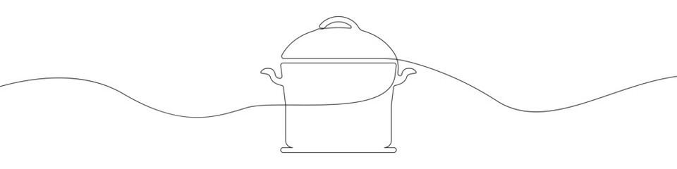 Pan line continuous drawing vector. One line Pan vector background. Pan icon. Continuous outline of a Pan. Black linear outline Pans design.