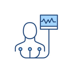 Electrocardiogram related vector line icon. Isolated on white background. Vector illustration. Editable stroke