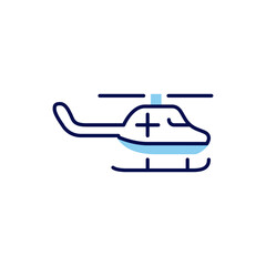 Emergency Helicopter related vector line icon. Isolated on white background. Vector illustration. Editable stroke