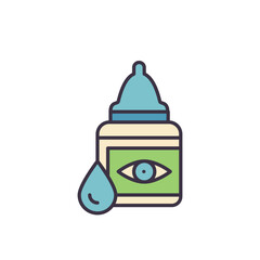 Eye Drops related vector line icon. Isolated on white background. Vector illustration. Editable stroke