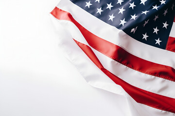 American flag on white table for design your products. Copy space. Happy Independence Day. Labor Day. Generative AI.