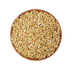 Raw Green Buckwheat Pile Isolated, Dry Buck Wheat Grains, Russian Kasha Heap, Uncooked Buckwheat Cut Out