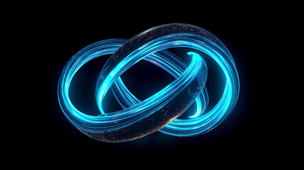 Energetic blue circular shapes, in the style of infinity sign. AI generative