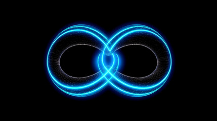 Energetic blue circular shapes, in the style of infinity sign. AI generative