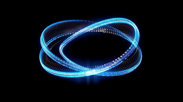 Energetic blue circular shapes, in the style of infinity sign. AI generative
