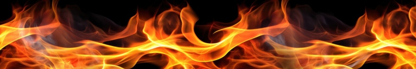 Fire flames on black background. Generative ai