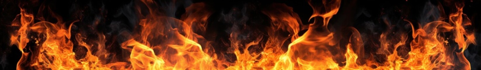 Fototapeta premium Fire flames on black background. Generative ai