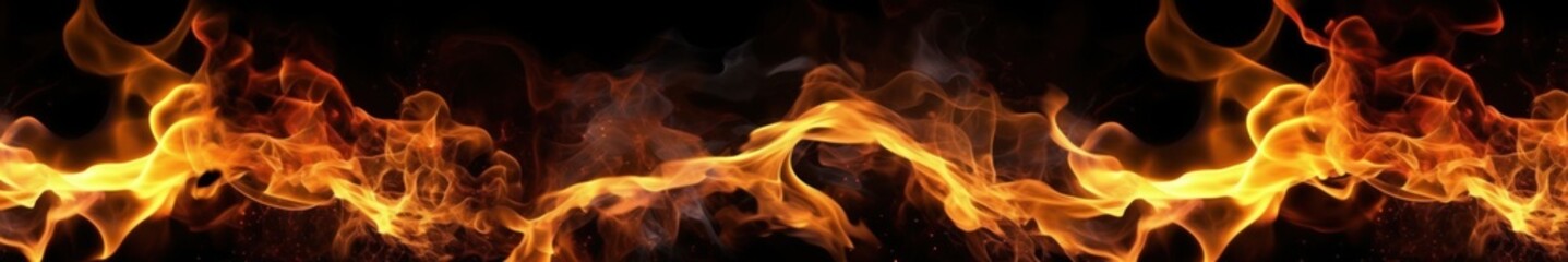 Fire flames on black background. Generative ai