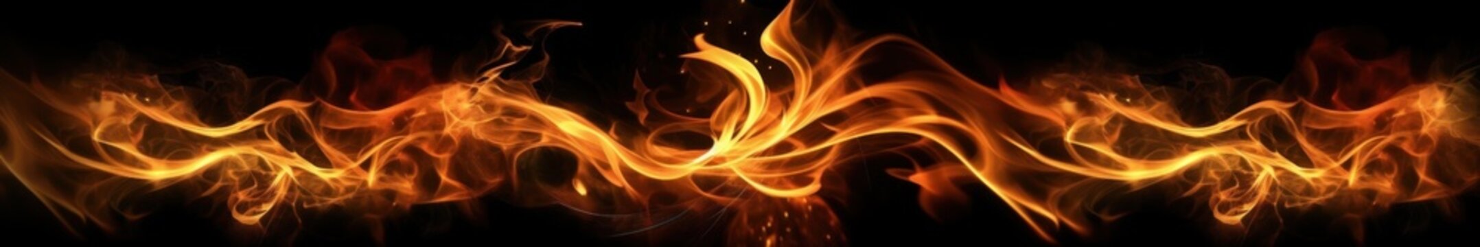 Fire flames on black background. Generative ai
