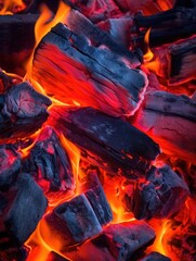 Burning coals from a fire abstract background. Generative ai