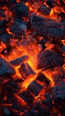Burning coals from a fire abstract background. Generative ai