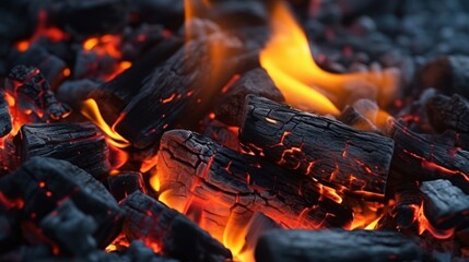 Burning coals from a fire abstract background. Generative ai