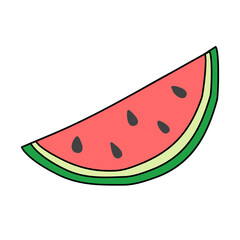 Fresh ripe watermelon slice, doodle style vector