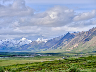 Fototapeta premium The Alaska Pipeline running North to south along the Dalton Highway in Alaska near Galbraith Lake