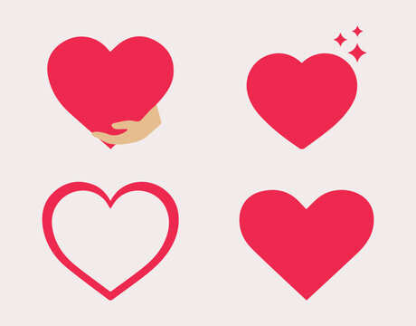 Vector illustration of red hearts icon. Love, romance, passion. Symbol, vector