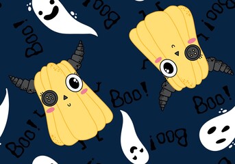 Halloween seamless pumpkins pattern for fabrics and wrapping paper and clothes print