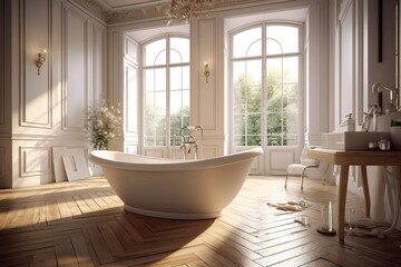 Impressive luxurious bathroom and an elegant classic interior, generative ai - obrazy, fototapety, plakaty