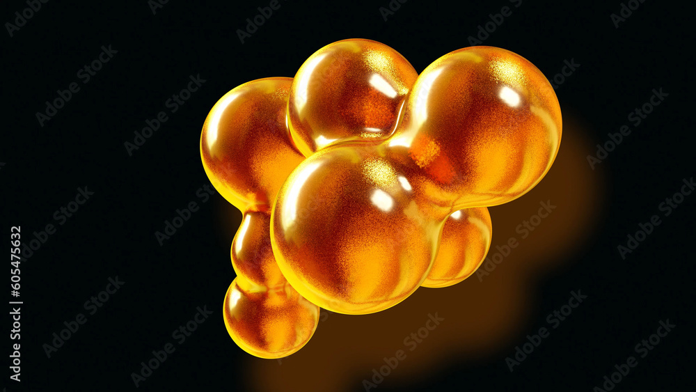Poster 3d rendering. amasing abstract background of metaballs or glisten bubbles as if glass drops or spher