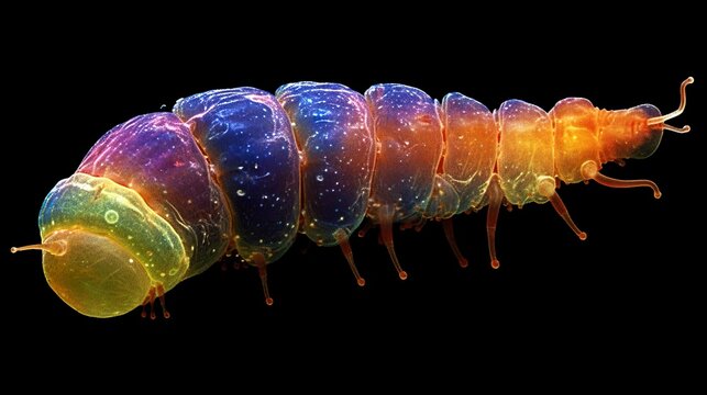 Microscopic view of a caterpillar ai generated 
