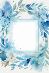 Fototapeta na wymiar A square floral frame with watercolor leaves. Generative AI. 