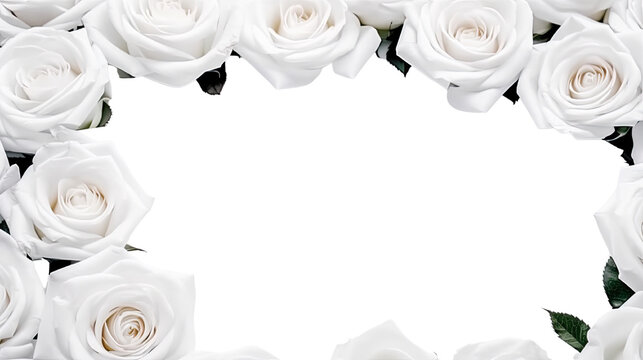 elegant roses as a frame border, isolated with copyspace