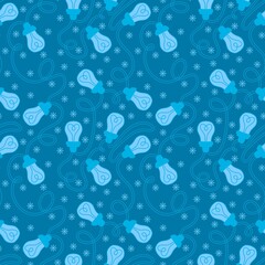 Cartoon illumination seamless light bulbs pattern for wrapping paper and fabrics and linens and festive