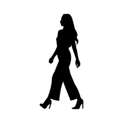 Vector illustration. Silhouette of a walking girl. Woman. Minimalism.
