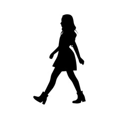 Obraz na płótnie Canvas Vector illustration. Silhouette of a walking girl. Woman. Minimalism.
