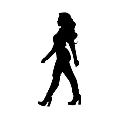 Fototapeta na wymiar Vector illustration. Silhouette of a walking girl. Woman. Minimalism.