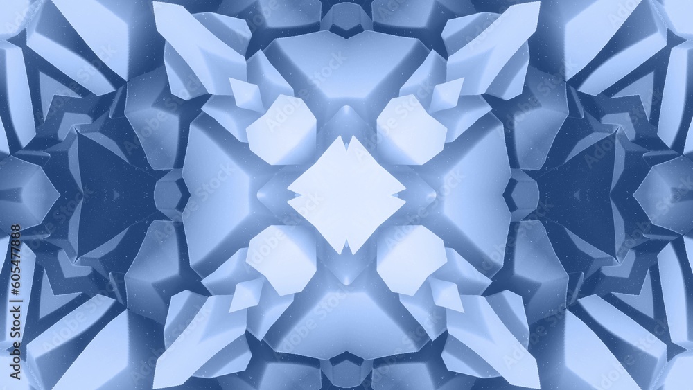 Aufkleber 3d render. 3d abstract shape like star or flower, symmetrical structure of black blue velvet materia
